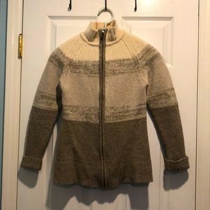 S | Patagonia full zip ombré stripe cardigan sweater 100% lambs wool